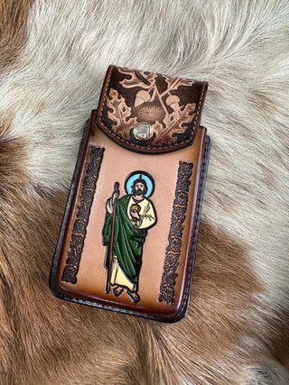 Leather San Judas Cell Phone Case
