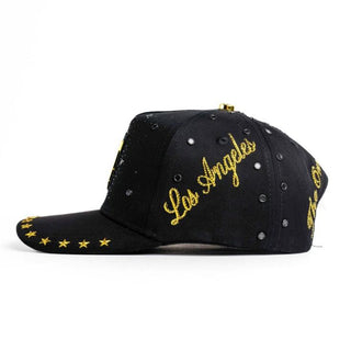 BB Los Angeles Rhinestone Star Cap – Black & Gold