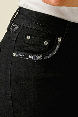 Westfield Eagle Women's Black Embroidered Flare Jeans