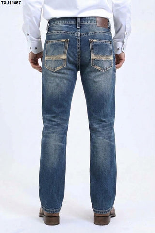 Platini Men's Western Bootcut Jeans - Vintage Wash