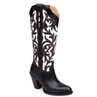 Rio Grande Legado Isabela western boot black and white leather side view
