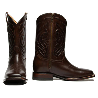Front and side view of Rio Grande City western boots with zipper