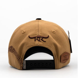 Back view of The King Ranch western snapback hat with adjustable closure and embroidered branding