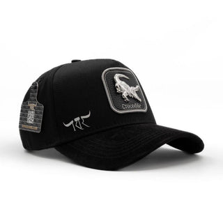 Black and grey King Ranch western snapback hat featuring crocodile patch detail