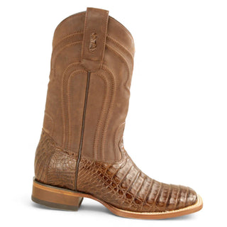 Los Altos Rodeo Caiman Belly Square Toe Zippered Cowboy Boot - Brown