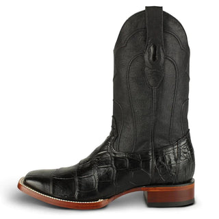 Los Altos Rodeo Alligator Square Toe Cowboy Boot - Black