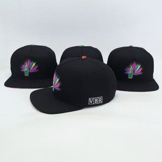 VBR Chihuahua Sotol black snapback cap side view with VBR embroidery and colorful front patch