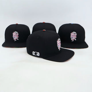 VBR Guanajuato Las Momias black snapback cap side view with mummy patch and embroidered detail