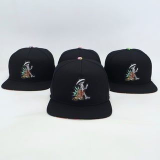 VBR Jalisco black cotton blend snapback cap front view with embroidered graphic