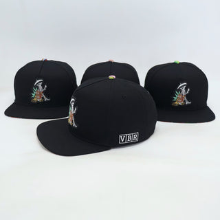 VBR Jalisco black cotton blend snapback cap side view with VBR embroidery