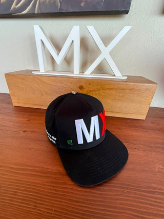 VBR Mexico .MX black cotton blend snapback cap with embroidered MX front design