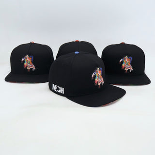 VBR Michoacan Los Viejitos black snapback cap front angled view