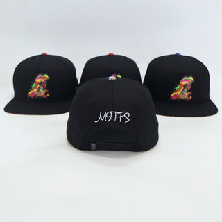 VBR Nayarit Los Coras black snapback cap back view with adjustable snap closure
