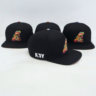 VBR Nayarit Los Coras black snapback cap side view with colorful Los Coras patch