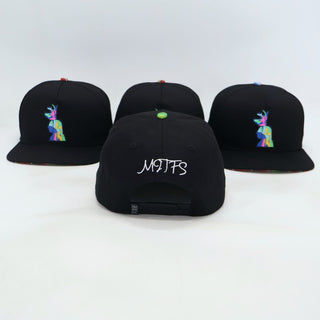 Back and side view of VBR Sonora Los Yakis black snapback cap with embroidered details