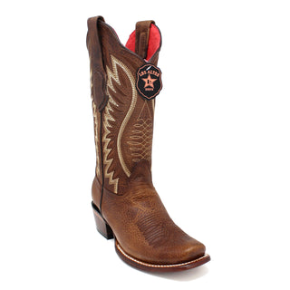 Single Los Altos Women’s Dubai Western Boot in Rage Walnut with red interior and embroidered shaft.