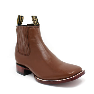 Front angled view of Los Altos men’s ankle boot in brown imitation deer finish