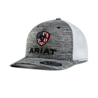 Ariat Snapback Grey American Flag Trucker Hat