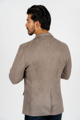 Men's Double Button Faux Suede Grey Blazer