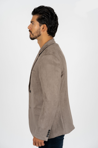 Men's Double Button Faux Suede Grey Blazer