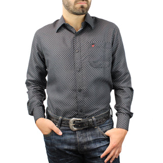 Bandoleros Men's Dress Casual Print Shirt - Black