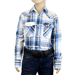 Bandoleros Kid's Western Cowboy Shirts - Blue & White