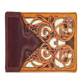 "Top Notch" Bi-Fold Hooey Wallet Tan/ Brown w/ Ivory Leather