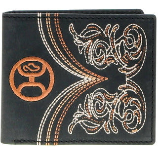 "Ranger" Bi-Fold Hooey Wallet Embroidered Black Leather