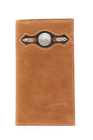 Nocona Men's Buffalo Nickel Brown Leather Rodeo Wallet