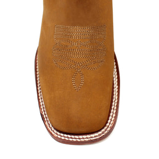 El Canelo Honey Suede Squared Toe Ankle Boots