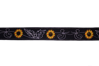 Leather Sunflower Belt w/ Silver Buckle - Black