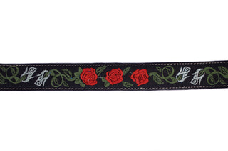 Leather Rose Belt w/ Silver Buckle - Black