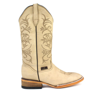 Bandoleros Square Toe Flower Embroidery Cowgirl Boots - Sand