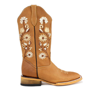 Bandoleros Square Toe Floral Cowgirl Boots