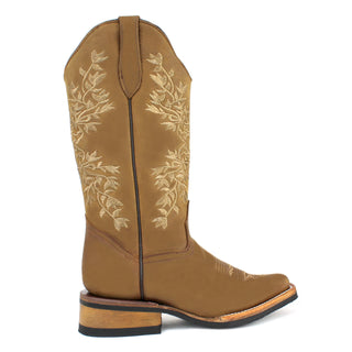 Bandoleros Floral Narrow Square Toe Cowgirl Boots