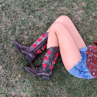 Bandoleros Rose Studded Cowgirl Boots