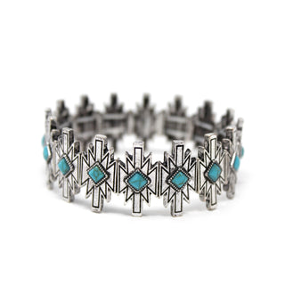 Silver and Turquoise Tribal Bracelet