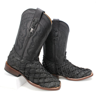 Ranchers Black Pirarucu Square Toe Cowboy Boots