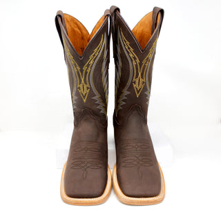 Ranchers Chocolate Cowhide Square Toe Cowboy Boots
