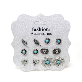 6 Pairs of Turquoise Stud & Charm Earrings