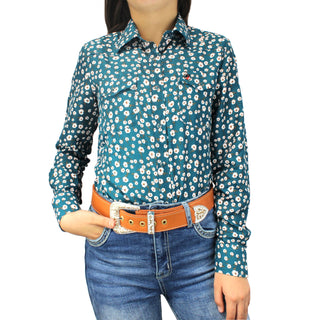 Bandoleros Western Cowgirl Shirt - Teal