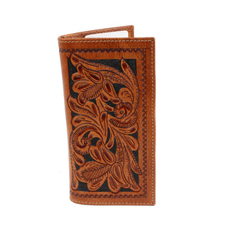 Tooled Leather Rodeo Checkbook Wallet