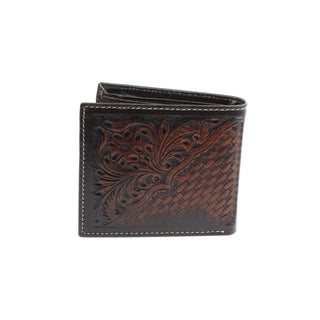 Leather Bifold Tooled Wallet - Café