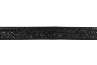 American Bison Tooled Leather Belt - Black