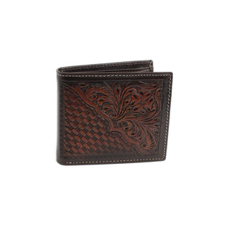 Leather Bifold Tooled Wallet - Café