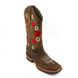 Bandoleros Rose Squared Toe Cowgirl Boots