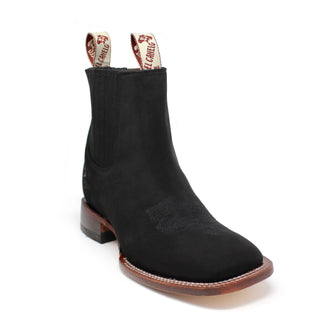 El Canelo Black Suede Squared Toe Ankle Boots