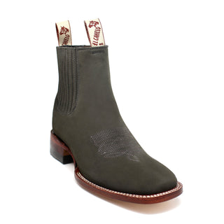 El Canelo Grey Suede Squared Toe Ankle Boots