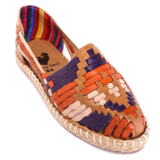 Traditional style leather huarache multicolor and honey
