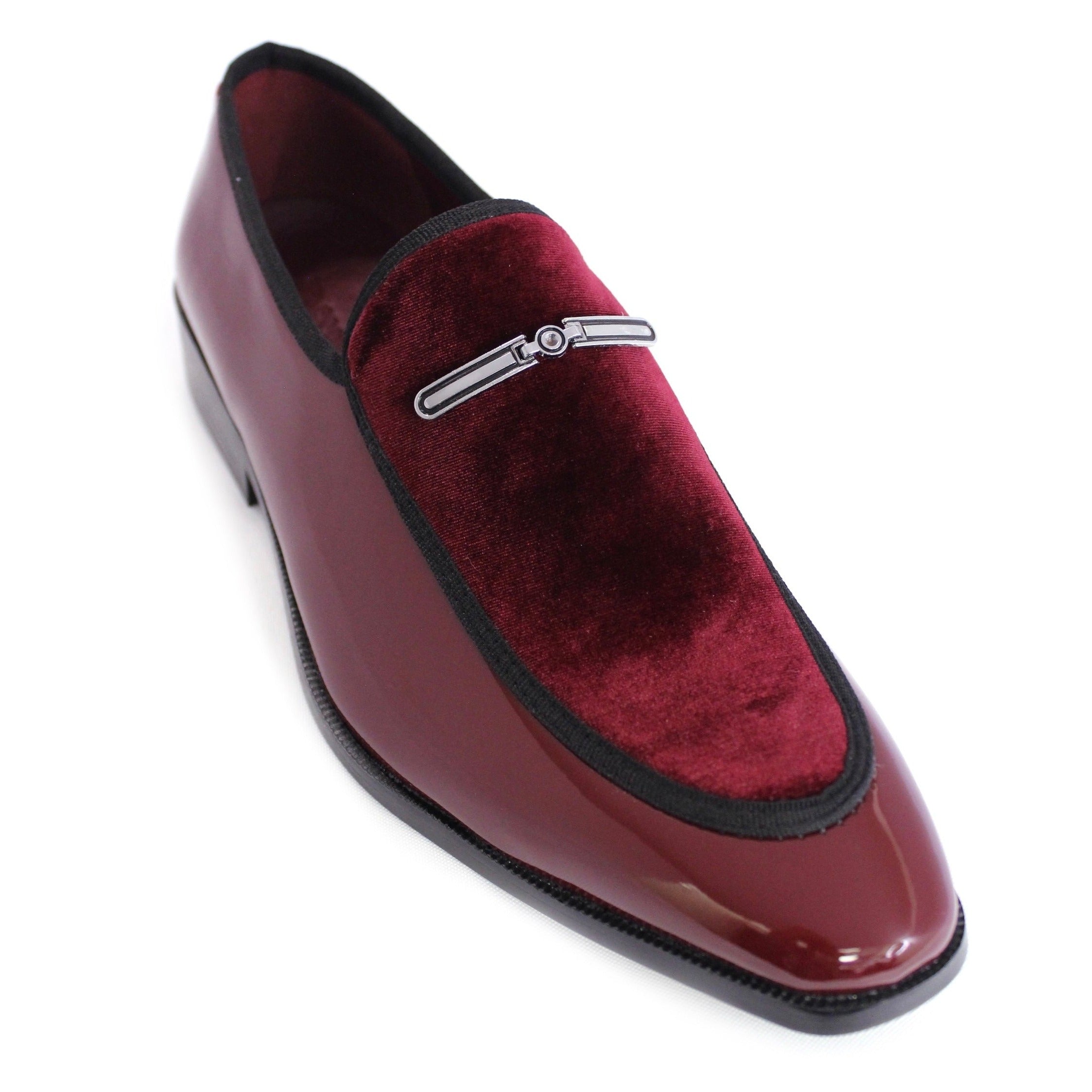 Men's Patent/ Velvet Loafers - Burgundy 8 Men's Patent/ Velvet Loafers - Burgundy 8